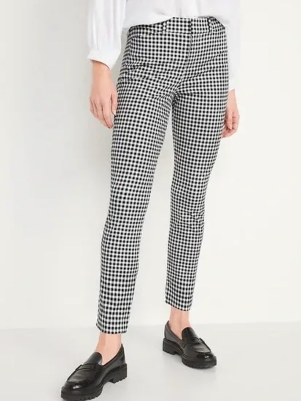 Old Navy High-Waisted Gingham Pixie Ankle Pants Black White Size 2